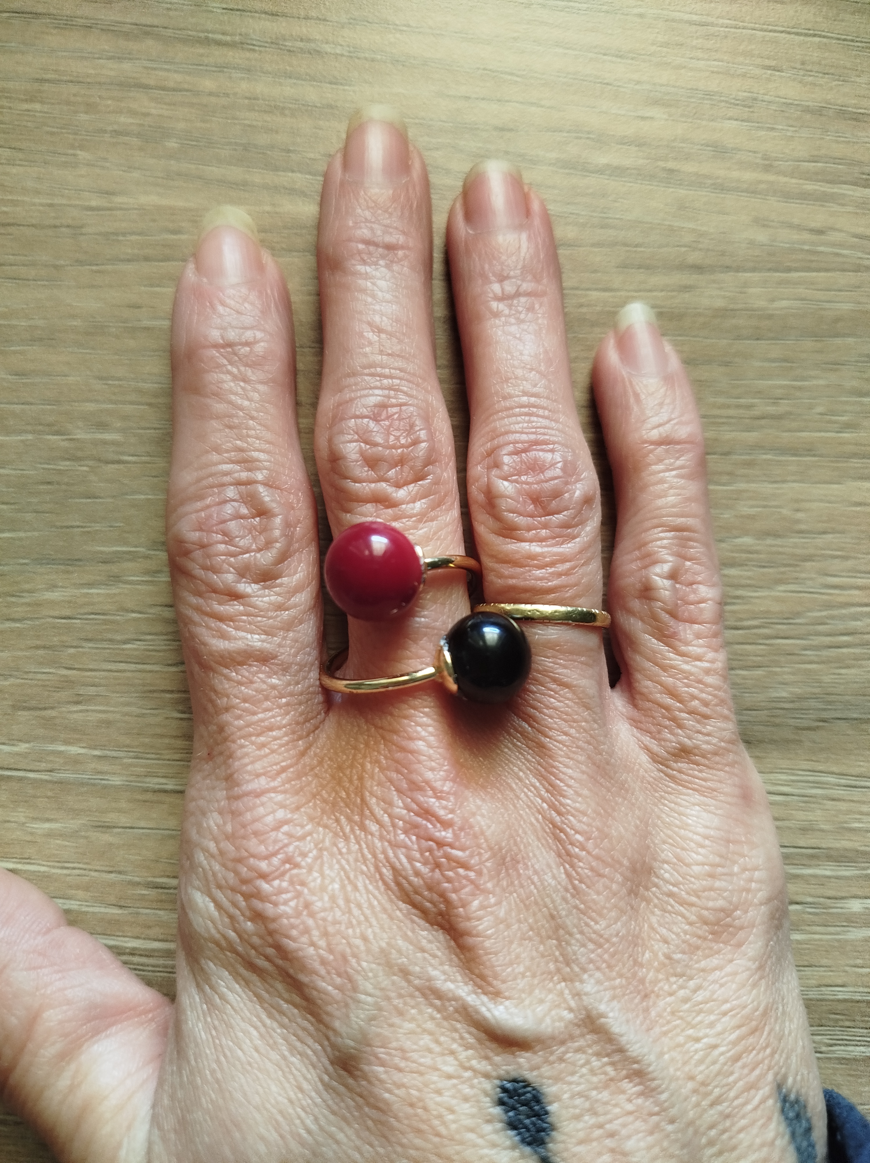 Bague Or rouge et noir double – Image 2